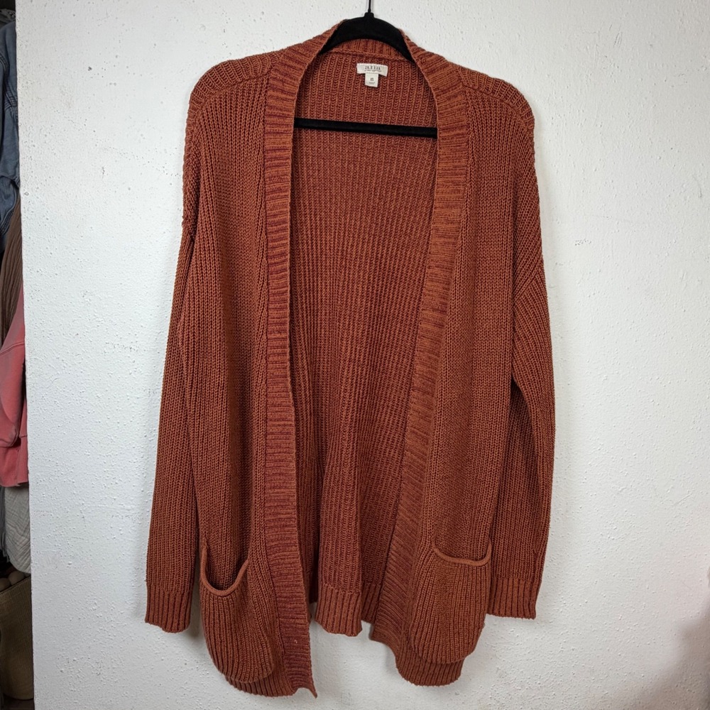 a.n.a XS Rust Orange Shaker Knit Open Front Cardigan Sweater Boho Cottagecore